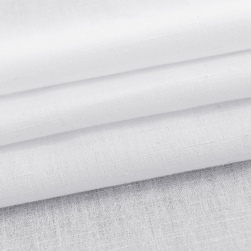 Linen Blend Farmhouse Back Tab Light Filtering Curtains, White, 50" W x 95" L