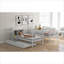 Lit superposé divisé à 3 lits simples avec lit gigogne et rangement latéral pour chambre double pin blanc doux