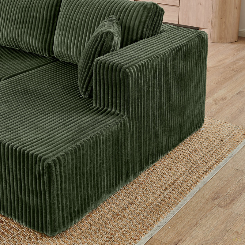 Canapé modulaire en forme de U, canapé modulaire en velours côtelé de style minimaliste moderne, Green