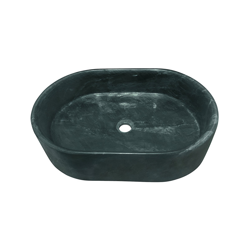 Green Natural Marble Bathroom Vessel Sink, Green