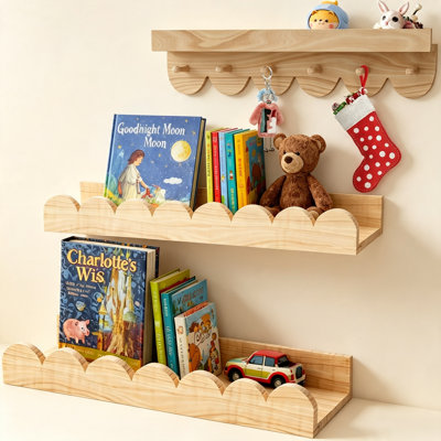 3-Pack Wood Kids Wall Bookshelf