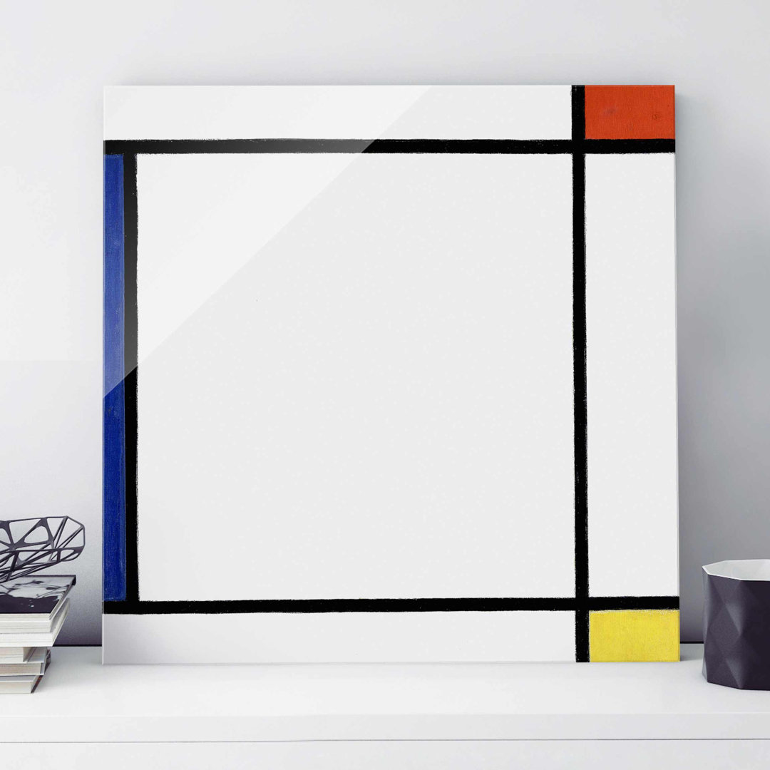 Glasbild Piet Mondrian Komposition III mit Rot, Gelb und Blau von Piet Mondrian