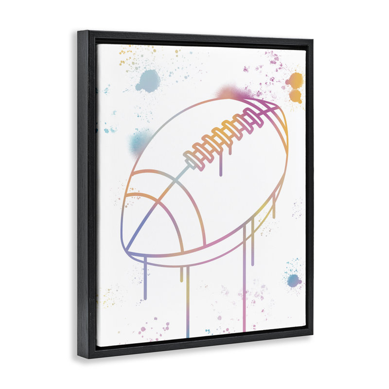 Cadre flottant Graffiti Football, par Marcus Prime, H 21 po x l 17 po, Cadre flottant noir de jais