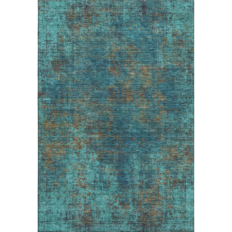 Premium Machine Washable Prisco Teal Rug