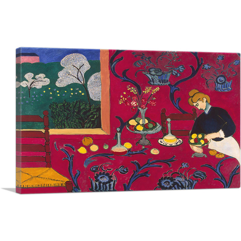 «Harmony in Red 1908» par Henri Matisse - reproduction d'art sur toile tendue, H 12 po x l 18 po x P 0,75 po