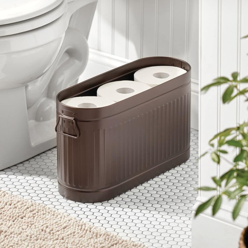 Organisateur de papier hygiénique autoportant - bac de rangement à 6 rouleaux pour salle de bain, se range sous l'évier, le meuble-lavabo, la tablette, l'armoire ou le coin, bronze