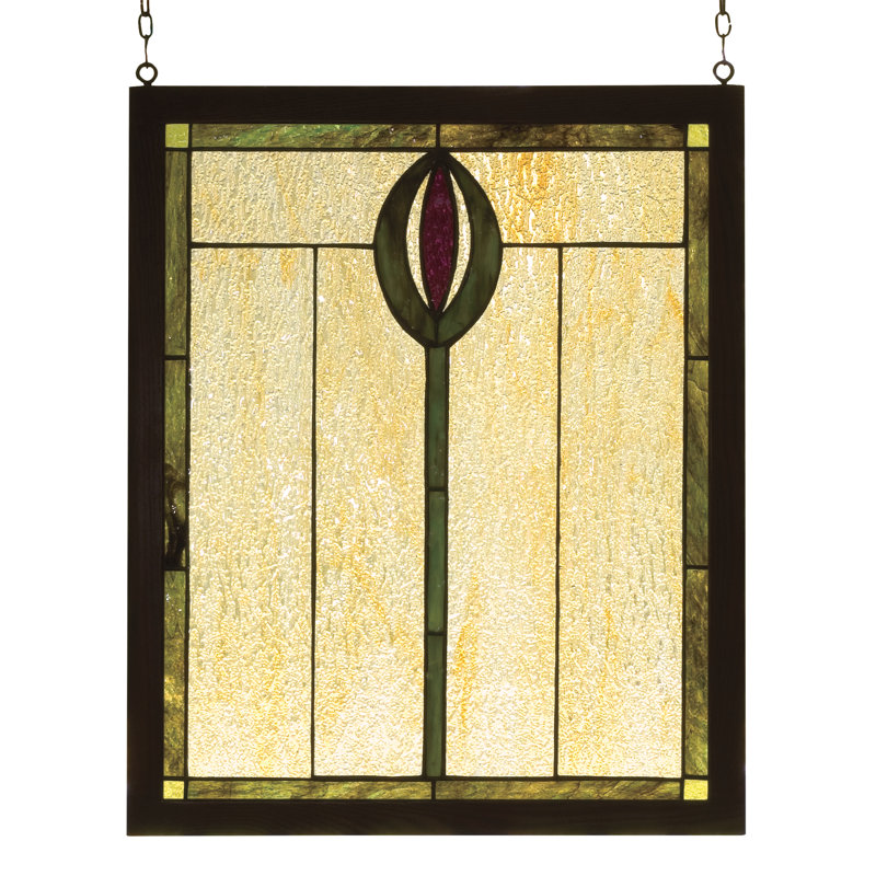 Spear Wood Frame Stained Glass Window