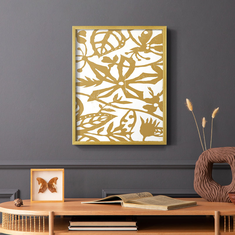 Reproduction encadrée blanc sur blanc IV V30 - bois massif, Or, H 20 po x l 16 po