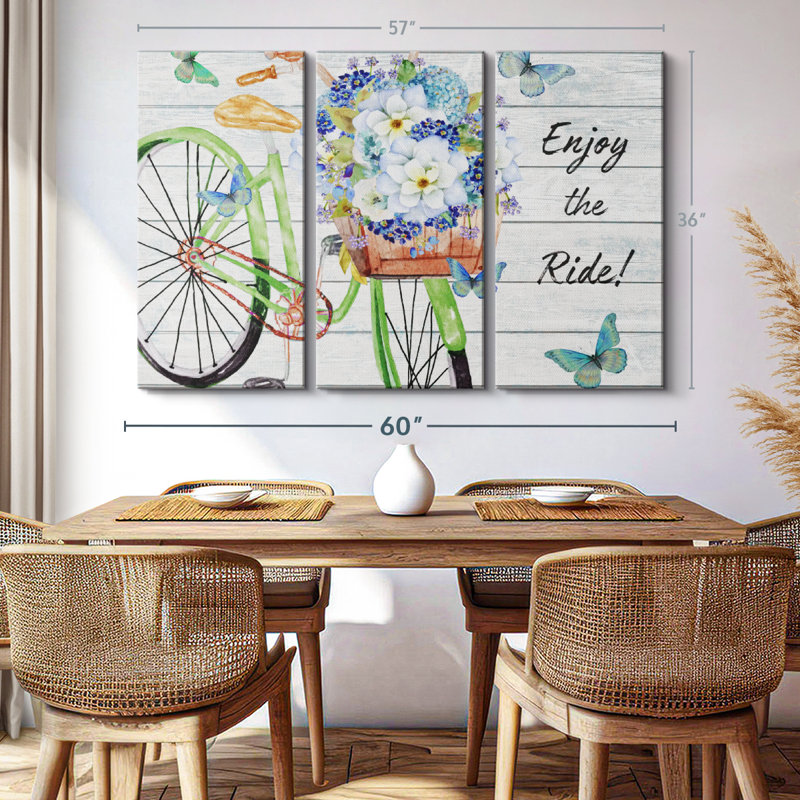 «Bicycle Inspirations III», 3 pièces sur toile, H 36 po x l 57 po x P 1,25 po