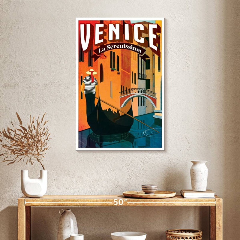 «Venice Le Serenissima», affiche rétro sur toile, H 36 po x l 24 po x P 1,25 po