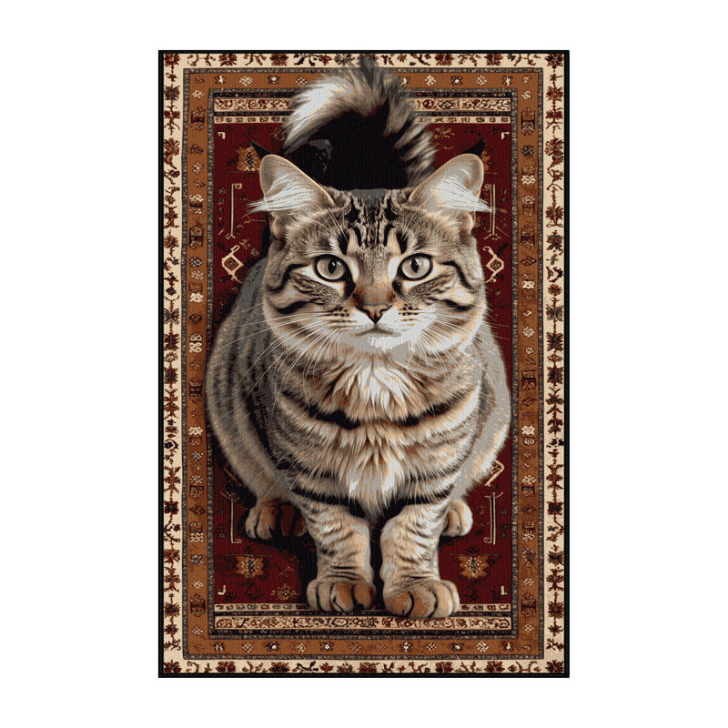Washable Kurilian Bobtail Cats Area Rug, Rectangle 4' x 6'