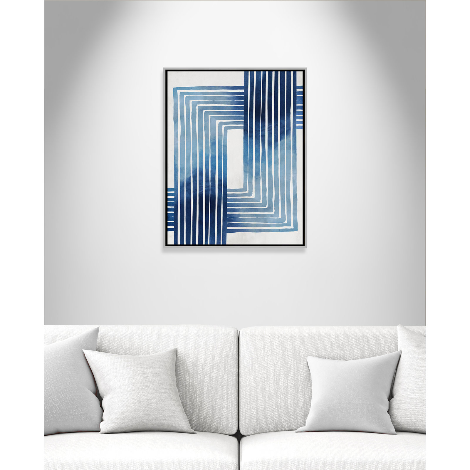Lanny "In Unison" Painting by Eva Watts, 29.5" H x 23.5" W x 2" D, Silver Framed Canvas