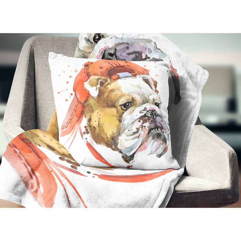 Coussin Bulldog Art - Animal, 16 po x 16 po, Carré