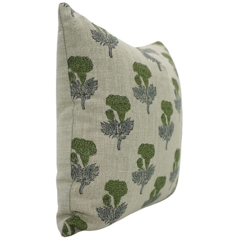 Coussin décoratif en tissu naturel 20 po x 20 po Fabividine Manmohan, Vert floral 2, Carré 20 po