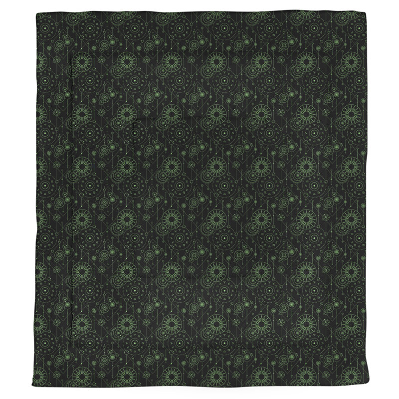 Édredon simple réversible Katelyn Elizabeth Astrology, Édredon très grand, Noir / Vert