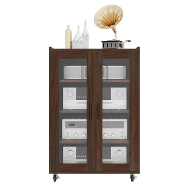 Media Storage Cabinet, Audio-Video Media Stand,Stereo Cabinet With 4 Height-Adjustable Shelves, by Ebern Designs