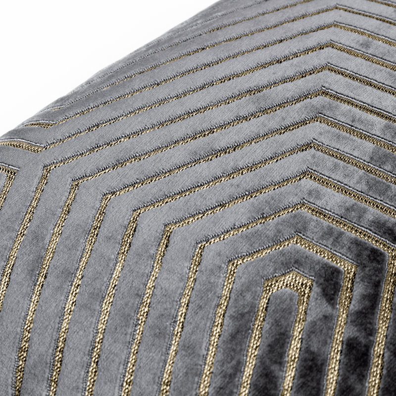 Geometric Square Cushion, Charcoal, Feather