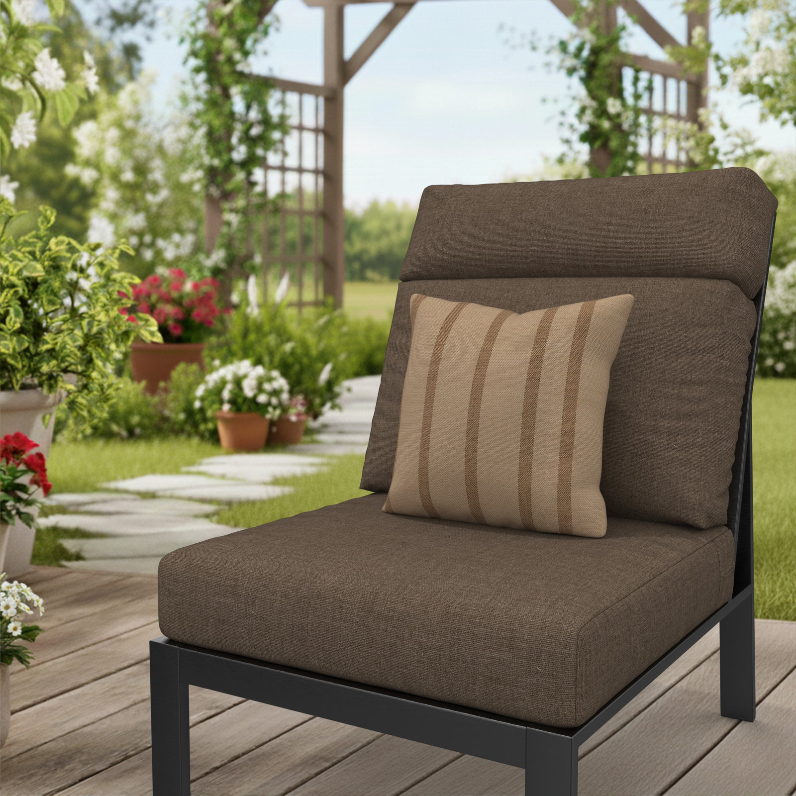 Lani Sunbrella Outdoor/Indoor Throw Pillow, Square 14", Unwind Driftwood