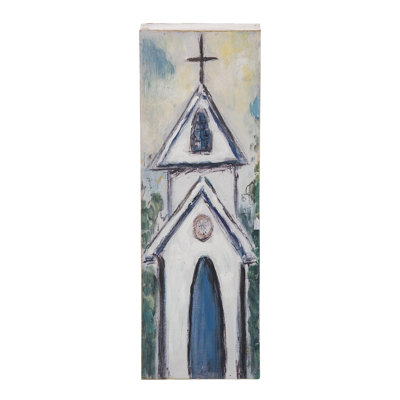  Wood Hand Painted Church Block Decor Home Decorations Spring