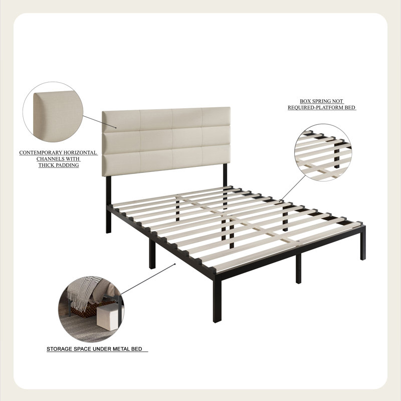 Candius Upholstered Panel Bed, Full/Double, Light Gray