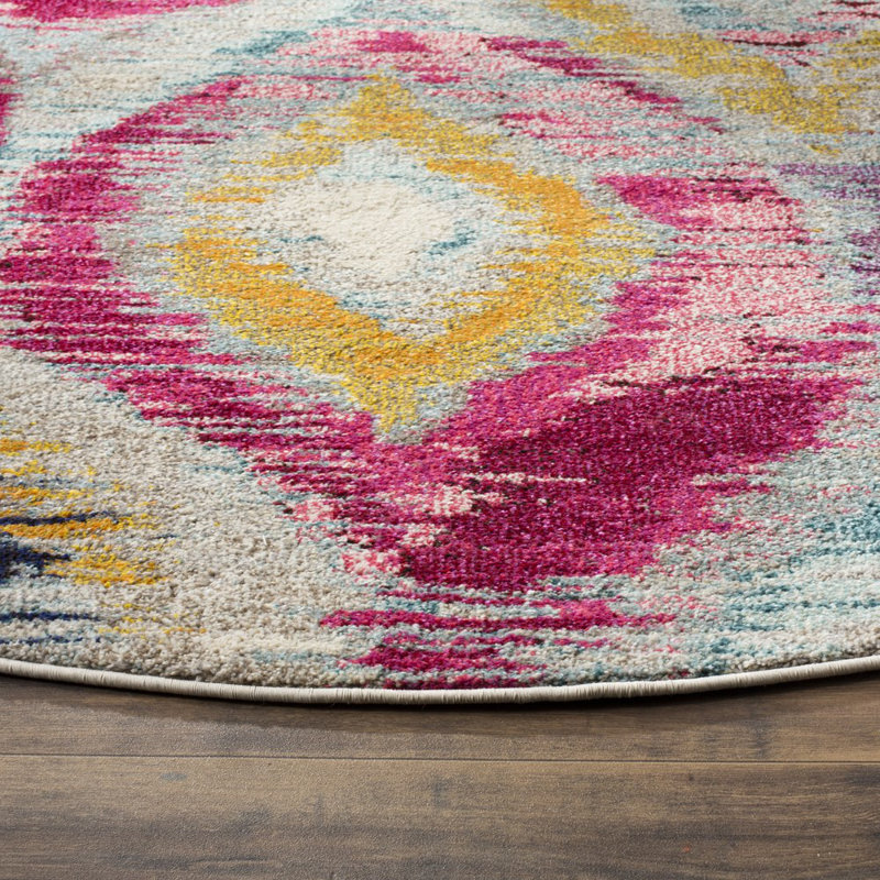 Tapis à motif géométrique Theresa Performance, Rond 6 pi 7 po