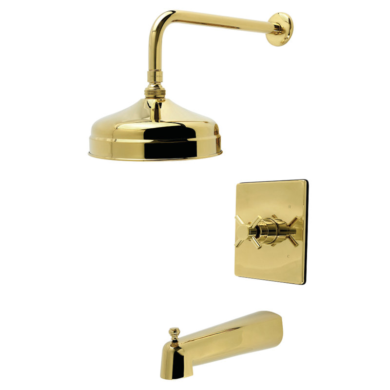 Kingston Brass Concord Single-Handle Pressure Balanced Tub and Shower Faucet, Brushed Brass