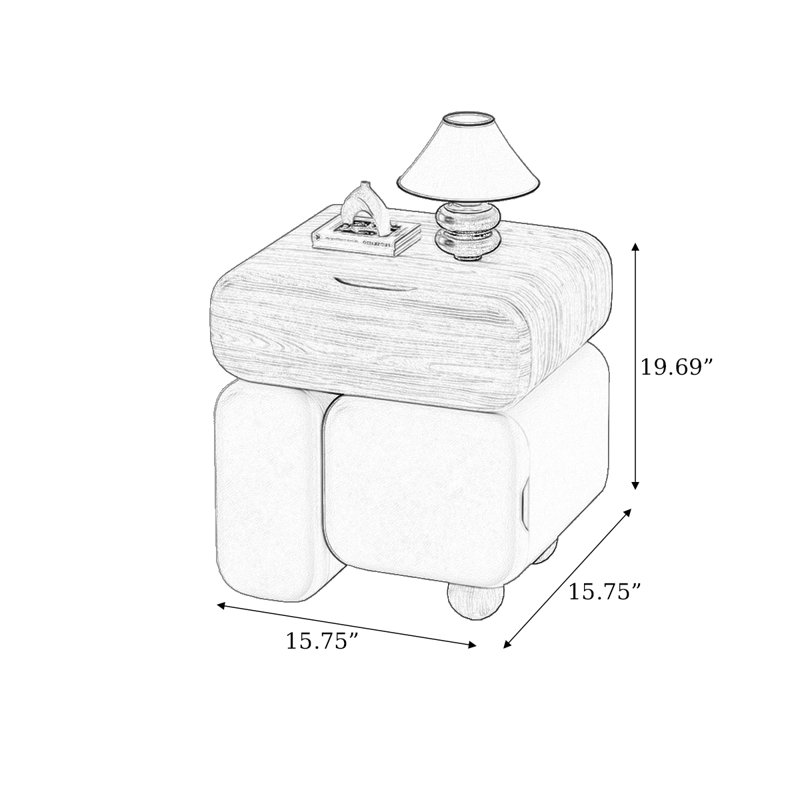 Bois massif moderne; similicuir
 Table de bout, H 19,69 po x l 15,75 po x P 15,75 po