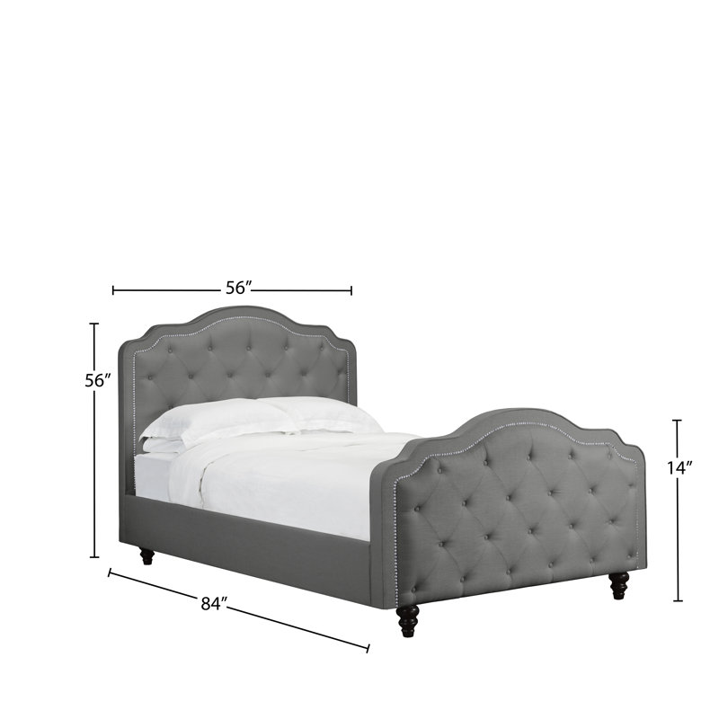 Lit plateforme en tissu d’ameublement Waville, Double, Anthracite