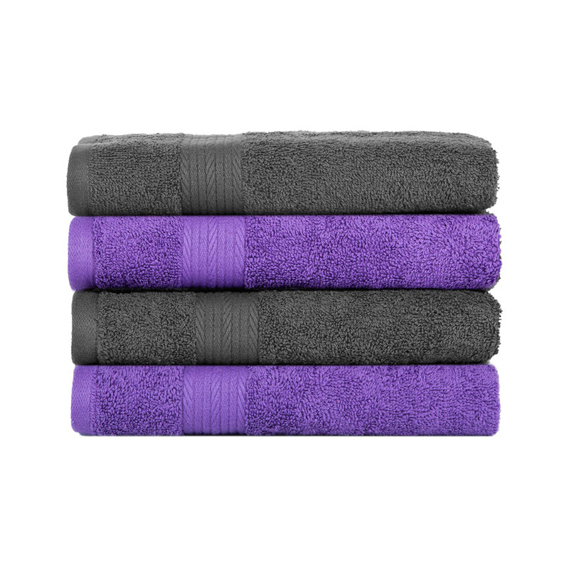Essuie-mains 100% coton 600 g / m² couleurs assorties, Gris / Mauve