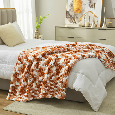  Handmade Chunky Knit Chenille Thick Soft Throw Blanket For Sofa, Bed, And Couch
