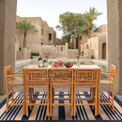 Maldives 8 - Person Teak Wood Patio Dining Set with Rectangular Table