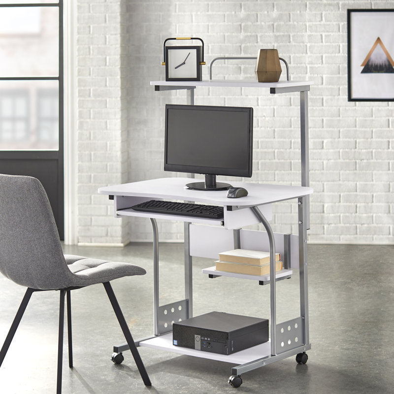 Fuselier Metal Base Computer Desk, White