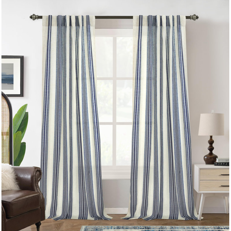Rideaux semi-transparents avec passe-tringle Chris, L 52 po x L 84 po, Marine