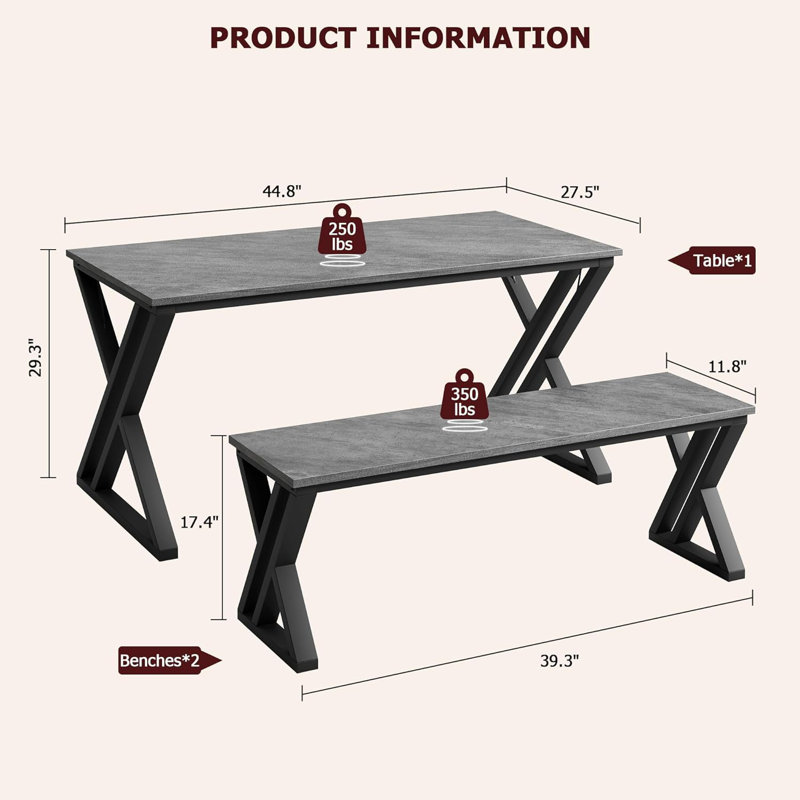 4 - Person Solid Wood Dining Set, Black, 74.4cm H x 113.8cm L x 69.9cm W
