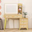 Bureau de coiffeuse en bois avec miroir lumineux, 5 tiroirs et tablettes de rangement-1170610382