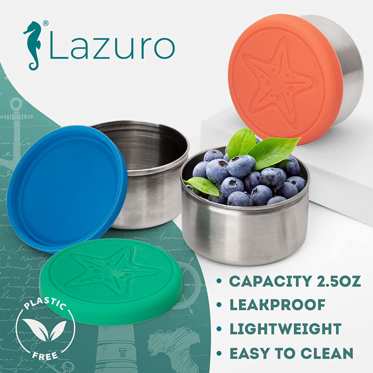 Lazuro Reusable Small Condiment Containers with Lids - Stainless Steel Salad  Dressing Container To Go.