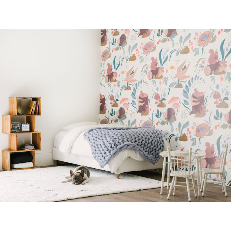 Wallpaper by Kelsey Garrity Riley, White/Brown/Green, Non-Pasted