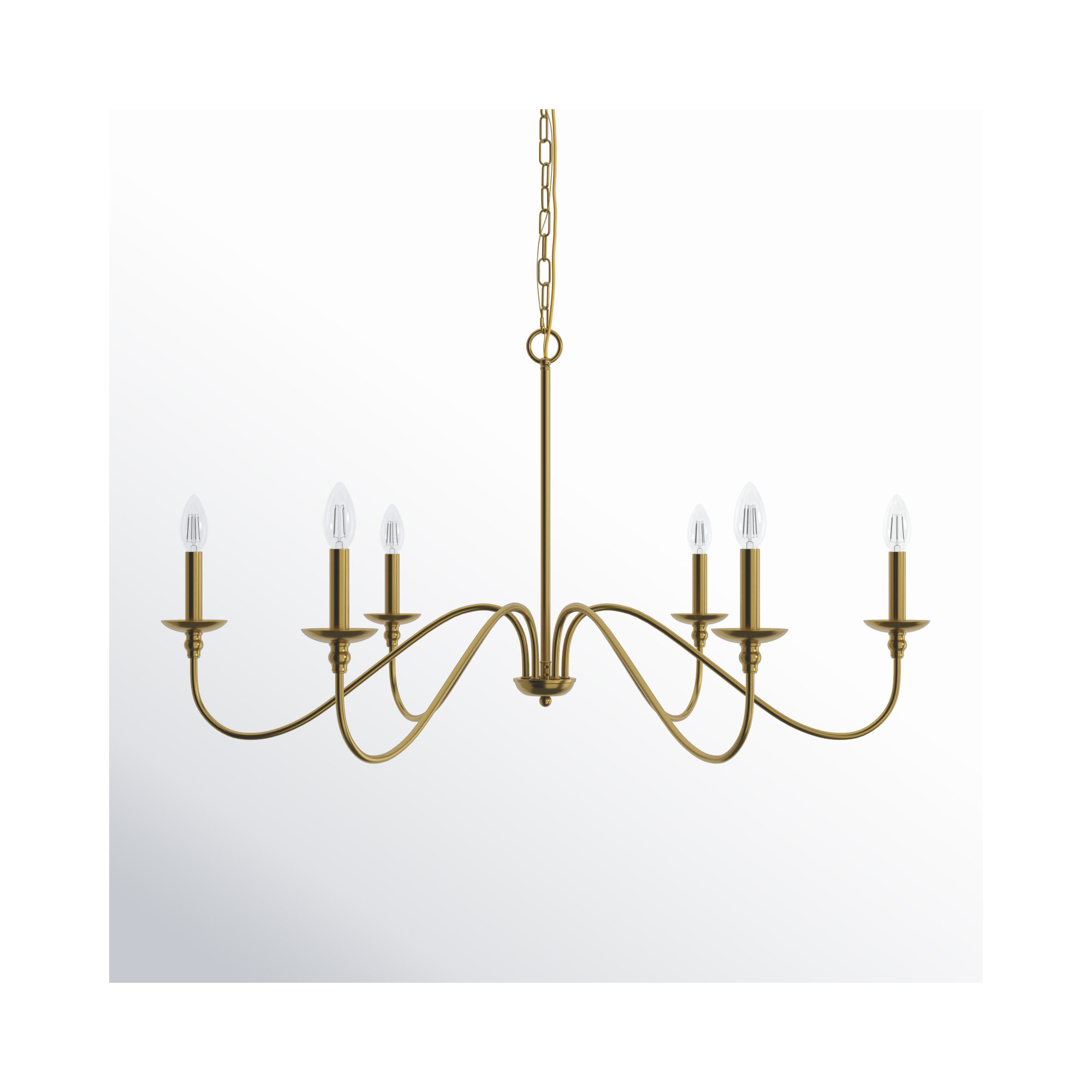 Ableton 6 - Light Candle Style Classic / Traditional Chandelier, Satin Gold, 22" H x 42" W x 42" D