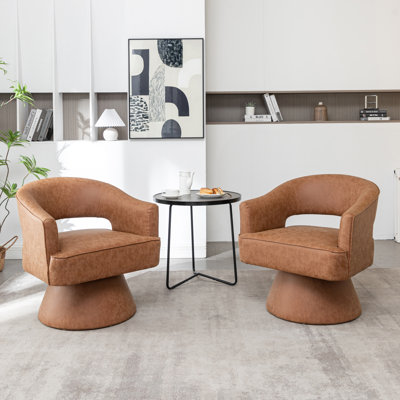 Kenzlee Upholstered Swivel Barrel Chair
