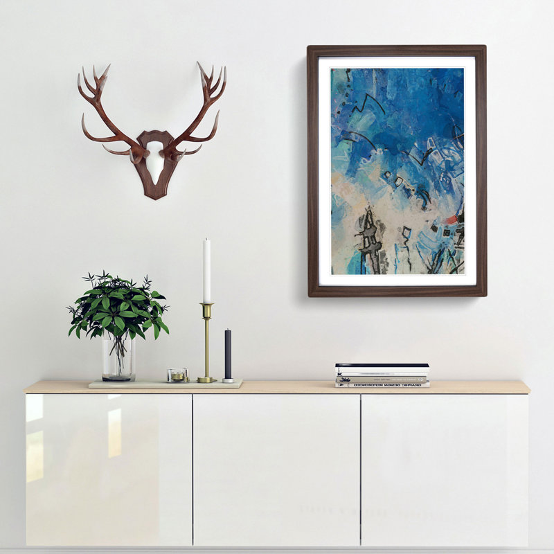 Abstract Art Painting Vol.2 - Picture Frame Painting Print, 36cm H x 27cm W x 2cm D, Walnut Framed