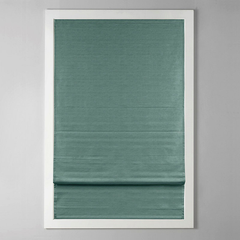 Printed Faux Silk Room Darkening Cordless Roman Shade Living Room Curtain Blackout Curtain, 27.05" W x 64.05" L, Green