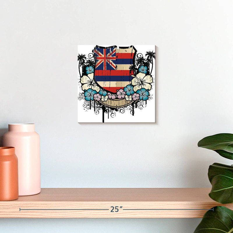 Drapeau floral d'Hawaï, H 10 po x l 10 po