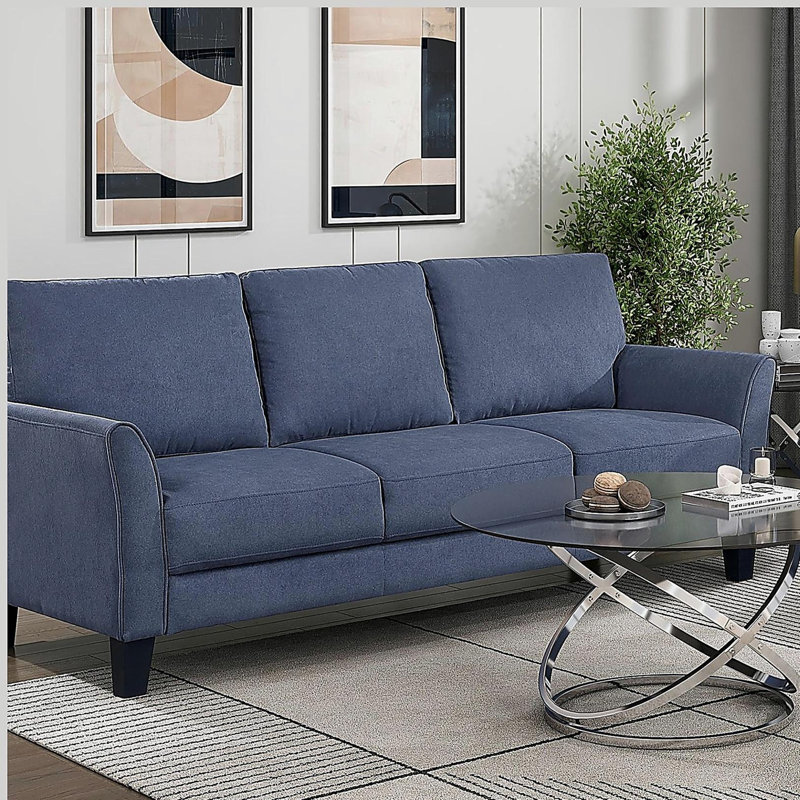 Canapé 3 places Modern, H 36,5 po x l 78,5 po x P 34 po, Bleu