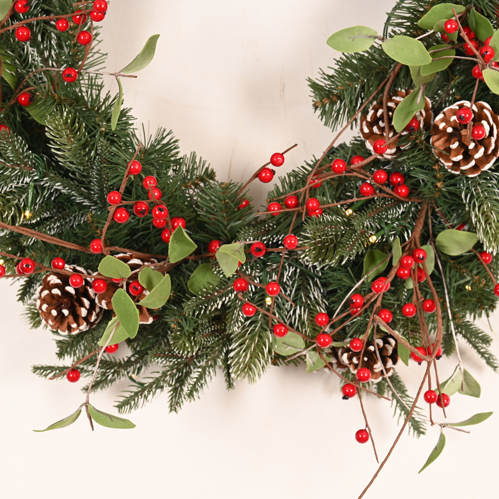 24" W Pre-Lit Frosted Artificial Wreath