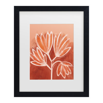 Treechild Peachy Flowers Matted Framed Art