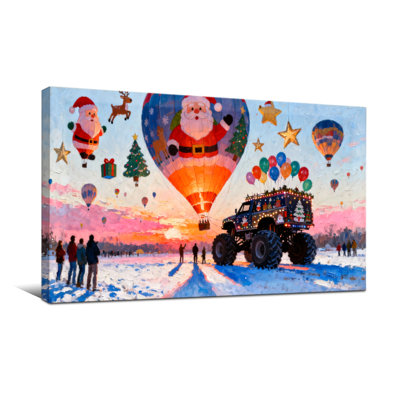 Christmas Santa Hot Air Balloon Christmas Scene