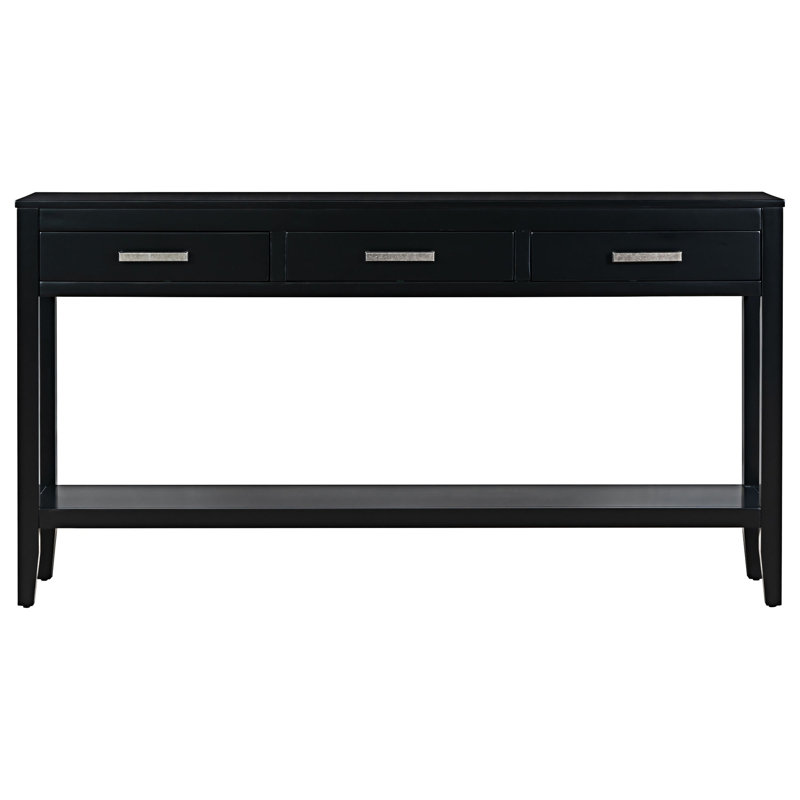 Console de table d'entrée avec tiroirs et tablette inférieure, Noir