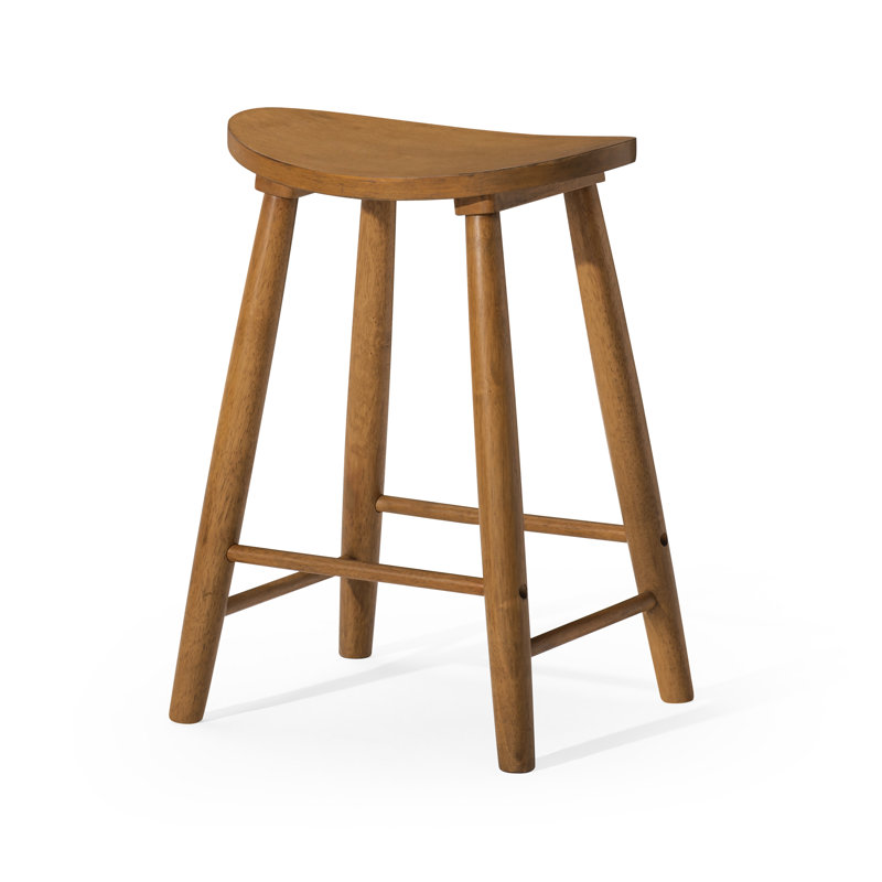 Maven Lane Luna Backless Wooden Kitchen Stool, Rustic Natural, Counter Stool (26" Seat Height), Single