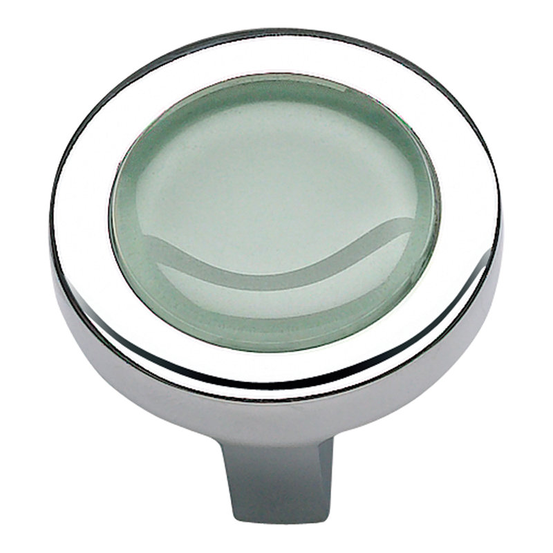 Spa 1-1/4" Diameter Round Knob, Brushed Nickel, Green