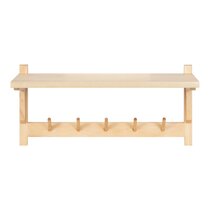 Shea Poplar Solid Wood Floating Shelf with Hooks & Reviews